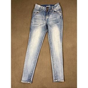 Thread & Others Skinny Jeans Womens 7/28 Blue Denim Mid Rise Logo Cotton Stretch